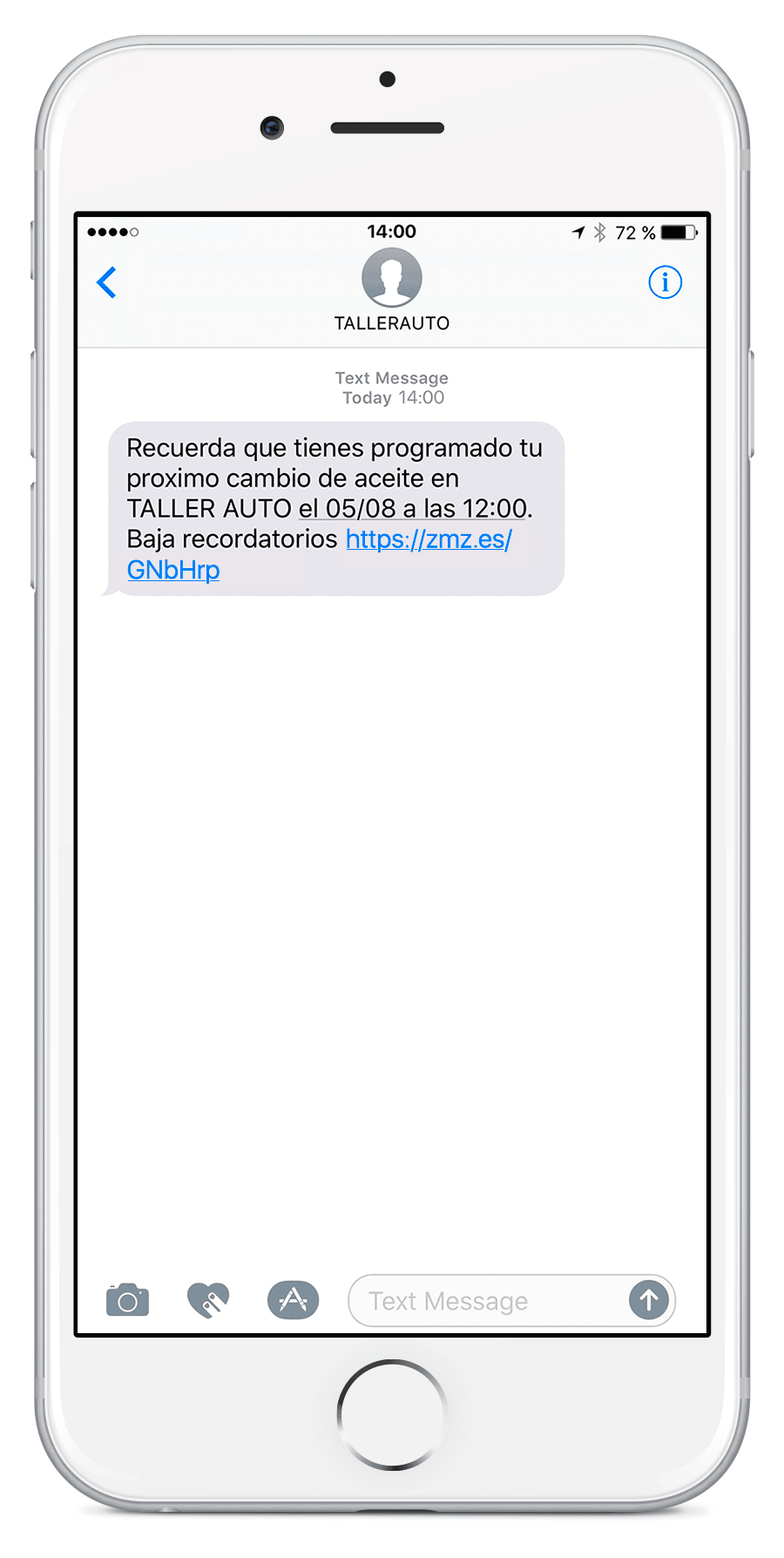 Ejemplo de SMS con formulario de baja - Mensagia